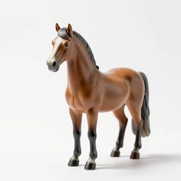 porcelain figurine pony, photorealistic wildlife photography, full body, isolated on a pure white background, centered, entire subject in frame, sharp focus, soft studio lighting