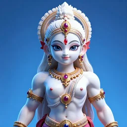 portrait of a muscular cute kawaii white hindu girl wearing intricate hindu accessories by greg rutkowski, digital art, blue lighting trending on artstation, hd, 8 k, highly detailed, good lighting, beautiful, epic, masterpiece