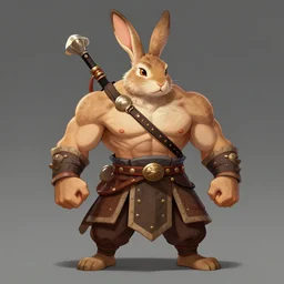 anthropomorphic muscled rabbit warrior, Artstation
