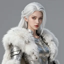 warrior, fur leather armor!!! beautiful and elegant white hair female!! gorgeous ayes!! character concept art, sharp focus, octane render! unreal engine 5! highly rendered!! trending on artstation!! detailed linework!! illustration by artgerm, wlop, and chie yoshii