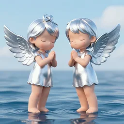 sweet silver angels over the sea, octane render