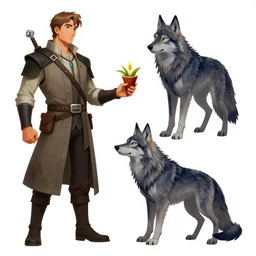concept art of fitzchivalry and nighteyes wolf taking ayahuasca with jonathan lehmann, by aenaluck, artgerm and roberto ferri and greg rutkowski, blue and white tones, digital painting, artstation, concept art, smooth, sharp foccus ilustration hq