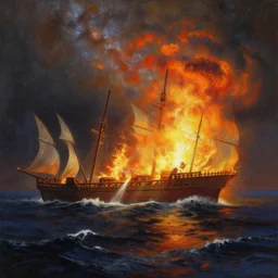 beautiful matte fantasy painting attack ships on fire off the shoulder of orion