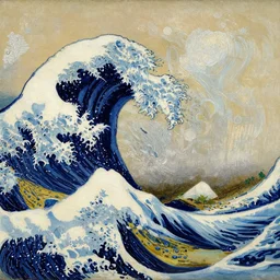 A very beautiful and detailed painting of the great wave off kanagawa by Vincent van Gogh, 1889