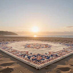 sunrise in the magic Fluffy 3d Persian Carpet dimension, everything is carpet and 3d, birds and trees, surreal, photorealistic concept art, immense detail, epic, striking