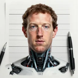 beautifully detailed futuristic dystopian mugshot portrait of mark zuckerberg as highly augmented cyborg, pen, ink, copic marker, complex massive detail, by enki bilal