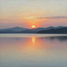 painting of the most relaxing scene imaginable, magic hour, placid