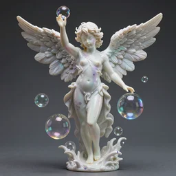 james jean, wlop, ilya kuvshinov isolated vinyl figure angel bubbles, expert figure photography, dynamic pose, interesting color palette material effects, glitter accents on figure, anime stylized, accurate proportions artgerm realism, high delicate defined details, holographic undertones, ethereal lighting, editorial awarded