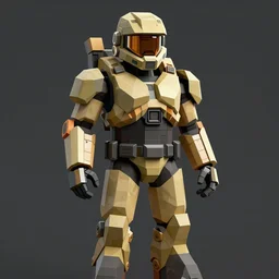 master chief, low poly count, 8 bit