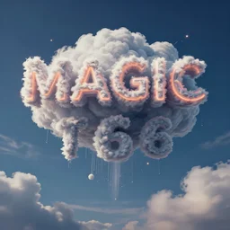 magic clouds in cyberpunk sky from, flying words, flying text, flying letters - c 1 6. 0