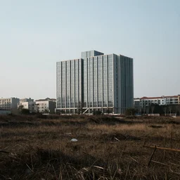 a building in a landscape, dire
