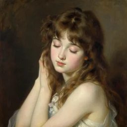 portrait of anime sweet girl graceful, eyes closed, painting by gaston bussiere, craig mullins, j. c. leyendecker