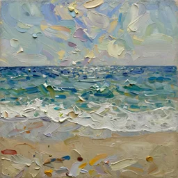 oil paint impasto relief, beautiful italian beach scene, rough sea, multi layered thick brush marks, scumbled and splattered paint, in the style of ivan shishkin and frank auerbach and van gogh