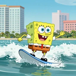 spongebob surfing in miami