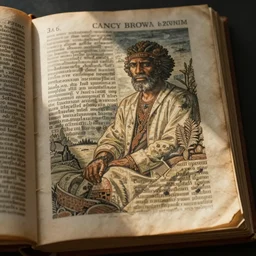 an ancient biblical manuscript with image of clancy brown