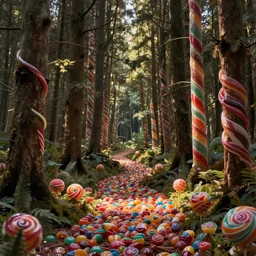 a forest but it's all made out of candy