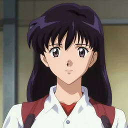 lighting by james gurney. headshot portrait of misato katsuragi from an episode screenshot of neon - genesis - evangelion painted by norman rockwell. shoulderlength wavy hair. trendy 1 9 9 0 s attire. ro 3. digital. trending on artstation. masterpiece. contributions by mangakas takeshi obata, kaoru mori, tsukasa ho