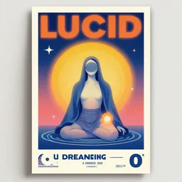 1 9 5 0 s poster about lucid dreaming, art poster, digital art, vintage, retro futurism