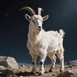 goat in space, photorealistic