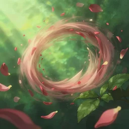 closeup a swirl of rose petals and green leaves flow in the air, in gentle green dawn light, air background, eyvind earle, studio ghibli painting, cinematic lighting, volumetric lighting, smooth, sharp focus, highly detailed, render in unreal engine 5, artstation, deviantart, behance, trending, epic composition, octane, light rays, award - winning
