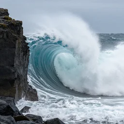 giant wave at shipstern's bluff ; hyper - realistic photograph : by clark little