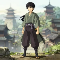 full body portrait character concept art, anime key visual of a japanese adventurer, studio lighting delicate features finely detailed perfect face directed gaze, at an ancient city, gapmoe yandere grimdark, trending on pixiv fanbox, painted by greg rutkowski makoto shinkai takashi takeuchi studio ghibli