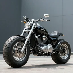 a huge motorbike with super wide tires