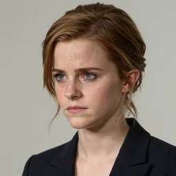 Portrait of Emma Watson, sad, art by Guy Denning, extremely detailed, 4K, award winning.