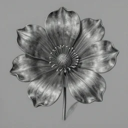 a painting of a metallic flower on a gray background, an airbrush painting by Earnst Haeckel, trending on zbrush central, cloisonnism, high detail, detailed painting, biomorphic