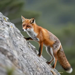 fox climbing a mountain, award winning photograph