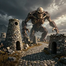 collar bone, treacherous terrain, cobblestone structures, angry golem