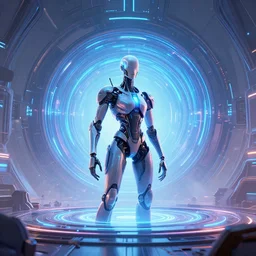 amazing dream about first contact with trans humanism apex legends artificial intelligence singularity portal, mass effect, tron, neon, hyper realistic, concept art, high key lighting, intricate, hyper detailed, smooth, high contrast, neon, volumetric lighting, octane, raytrace, action, moebius, greg rutkowski, huifeng huang, artgerm, beeple, jim lee,