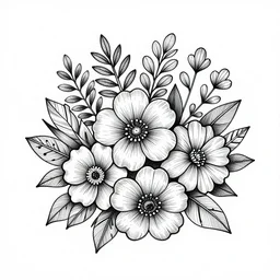 floral and plants doodle art, intricate pen and ink drawing