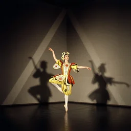 costume from a bauhaus school triadic ballet performance, bauhaus, paul klee, kodachrome, photograph, film, vintage