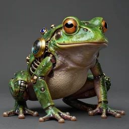 frog like fantasy humanoid character portrait, ultra realistic, cyborg, wide angle, intricate details, the fifth element artifacts, highly detailed by peter mohrbacher, hajime sorayama, wayne barlowe, boris vallejo, aaron horkey, gaston bussiere, craig mullins