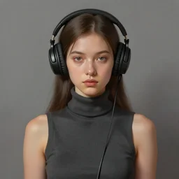 girl wearing headphones, sleeveless turtleneck. digital painting, by valerian city of a thousand planets, by ruan jin #, by mandy jurgens #, by artgerm #, william - adolphe bouguerea #
