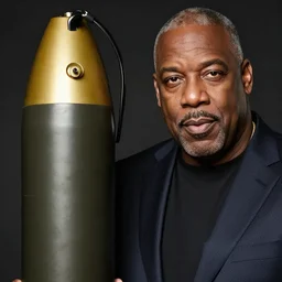 steve harvey posing next to a nuclear bomb, detailed face, 4 k, deviantart