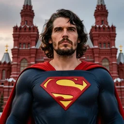 stalin as superman red son, socialist realism, soviet, hammer and sickle chest logo, red square moscow, epic, groundbreaking, award winning, breathtaking, superb, hyper realistic, ultra detailed picture, intricate digital art, trending artstation, 8 k, unreal 5, arnold gpu + octane workflow, volumetric lighting, fan art, concept art, artgem