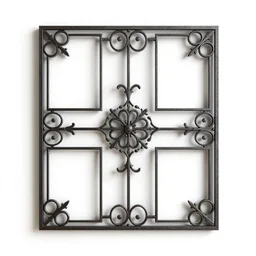 wrought iron gallery wall frame set, stylized 3d render, isolated on a pure white background, centered, entire object in frame, sharp focus, soft studio lighting