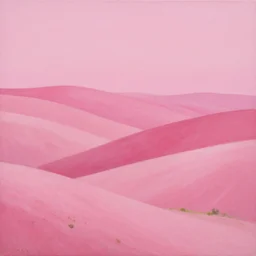 a high quality painting of pink hills and pink sky