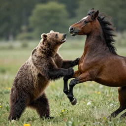 national geographic photograph of a bear attacking a horse