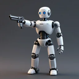 An antropomorphic robot with a gun