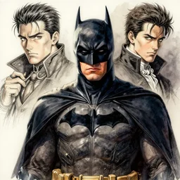portrait, Victorian Era Batman, watercolor, dramatic lighting, cinematic, establishing shot, extremly high detail, foto realistic, cinematic lighting, pen and ink, intricate line drawings, by Yoshitaka Amano, Ruan Jia, Kentaro Miura, Artgerm, post processed, concept art, artstation, matte painting, style by eddie mendoza, raphael lacoste, alex ross