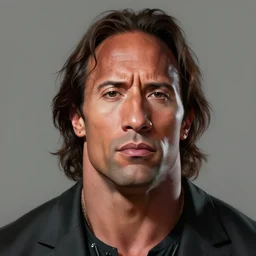 portrait of dwayne johnson with full head of hair, expressive pose, futuristic, highly detailed, digital painting, artstation, concept art, smooth, sharp focus, by quentin tarantino