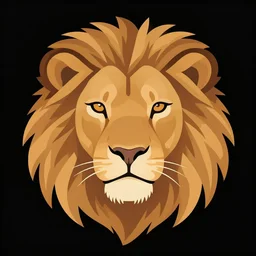 lion head vector illustration, on a black background, full color, full shot