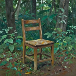 realistic chair in the forest wenjun lin