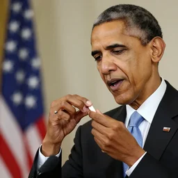 dslr photo of obama making codeine
