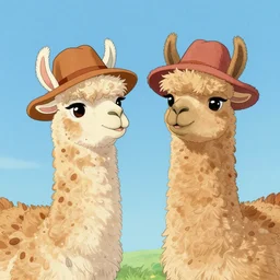 2 llamas+hats, art by Don Bluth