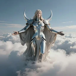 god appearing before human in the clouds. unreal engine 5. realistic. photo realism. highly detailed masterpiece. retro futurism. glithcore. aesthetic. hard edges. cinematic. epic. dramatic. by bussiere, repin, ruan jia