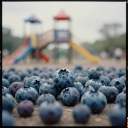 kodak portra 4 0 0, wetplate, muted colours, blueberry, action photography, 1 9 2 0 s, long shot, macro photo of an infinite playground, motion blur, tiny gaussian blur, depth of field